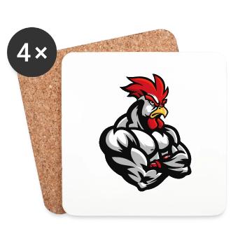 Rooster Comic - Coasters (set of 4) - white - Front