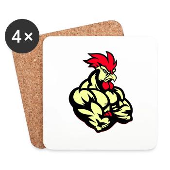 Rooster Comic - Coasters (set of 4) - white - Front