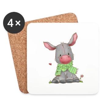 Âne - Dessous de verre (lot de 4) - blanc - Devant