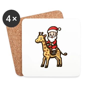 Giraffe Santa Claus - Coasters (set of 4) - white - Front
