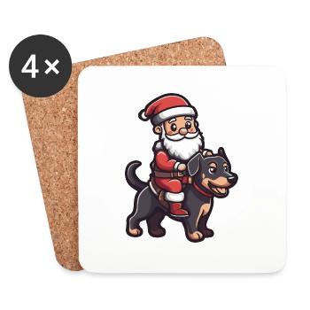 Dobermann Hund Weihnachtsmann - Untersetzer (4er-Set) - Weiß - Vorne