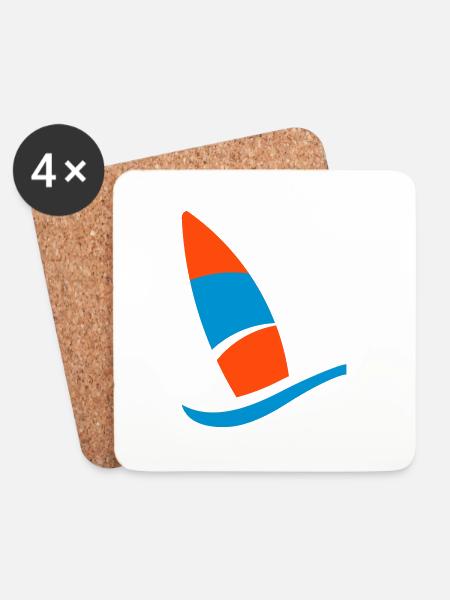 windsurfing logo - Untersetzer (4er-Set) - Weiß