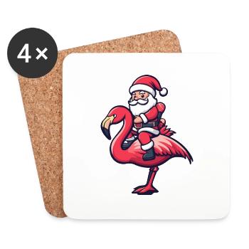 Flamingo Santa Claus - Coasters (set of 4) - white - Front