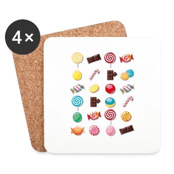 Bonbons et friandises sucrées - Dessous de verre (lot de 4) - blanc - Devant