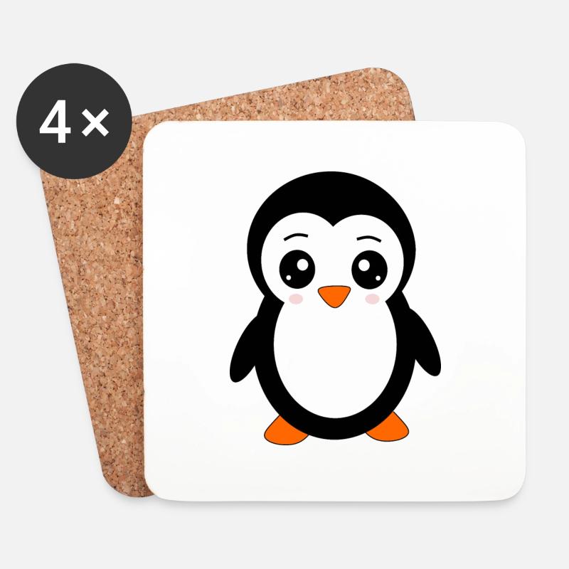 Pinguin - Untersetzer (4er-Set) - Weiß