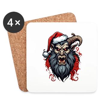 Krampus / Tradition / Culture / d’hiver - Dessous de verre (lot de 4) - blanc - Devant