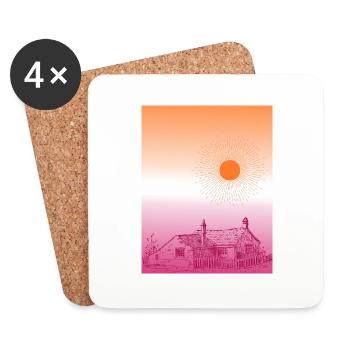 Indices subtils WLW Sunrise Cottagecore Flag Design - Dessous de verre (lot de 4) - blanc - Devant
