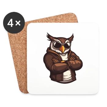 Owl Comic Cool - Coasters (set of 4) - white - Front