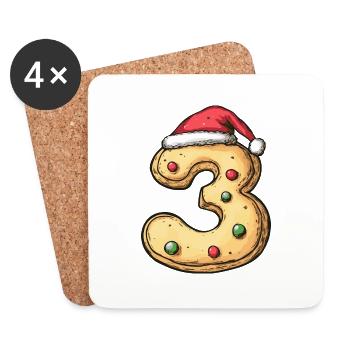 3 Number Christmas Cookie - Coasters (set of 4) - white - Front