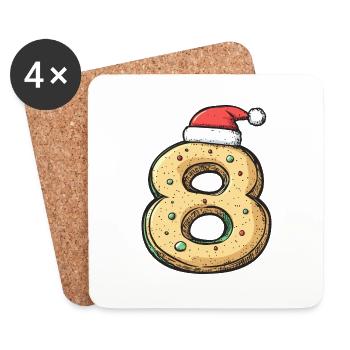 8 Number Christmas Biscuit - Coasters (set of 4) - white - Front