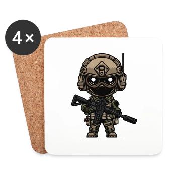 Petit soldat américain mignon - Dessous de verre (lot de 4) - blanc - Devant