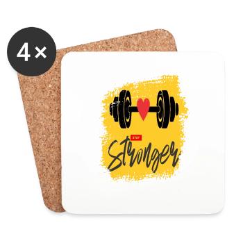 stronger, GYM, fitness - Coasters (set of 4) - white - Front