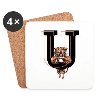 Buchstabe u Tiger - Geschenkidee - Untersetzer (4er-Set) - Weiß - Vorne