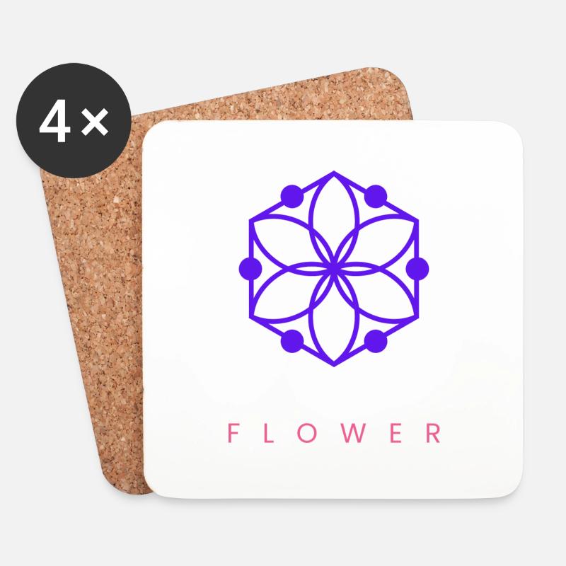 Blume - Untersetzer (4er-Set) - Weiß