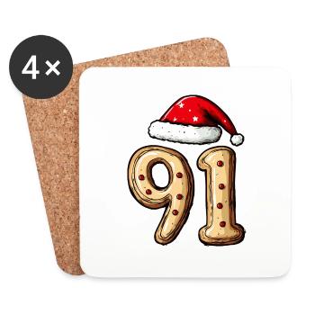 91 Number Christmas Cookie - Coasters (set of 4) - white - Front