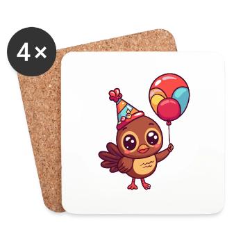 Truthan Birthday Comic Cute - Coasters (set of 4) - white - Front