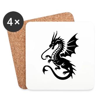 Drache - Untersetzer (4er-Set) - Weiß - Vorne