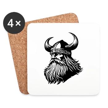 Viking Warrior Odin - Coasters (set of 4) - white - Front