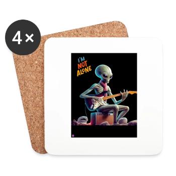 Alien guitariste - Dessous de verre (lot de 4) - blanc - Devant