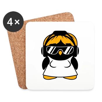 Pinguin DJ Girl Kleid Frau Kopfhörer Sonnenbrille - Untersetzer (4er-Set) - Weiß - Vorne