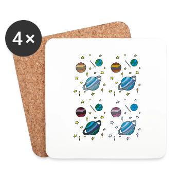 Planet pattern colorful - Coasters (set of 4) - white - Front