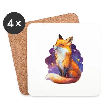 Fox and starry sky - Coasters (set of 4) - white - Front