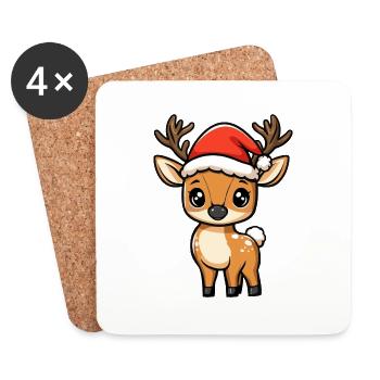 Noël du cerf - Dessous de verre (lot de 4) - blanc - Devant