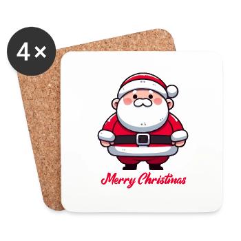 Dessin animé du Père Noël - Dessous de verre (lot de 4) - blanc - Devant