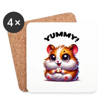 Hamster délicieux - Dessous de verre (lot de 4) - blanc - Devant