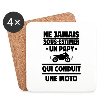 Ne sous-estimez jamais un papy motard - Dessous de verre (lot de 4) - blanc - Devant