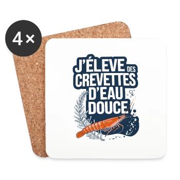 J'élève des crevettes d'eau douce - Dessous de verre (lot de 4) - blanc - Devant