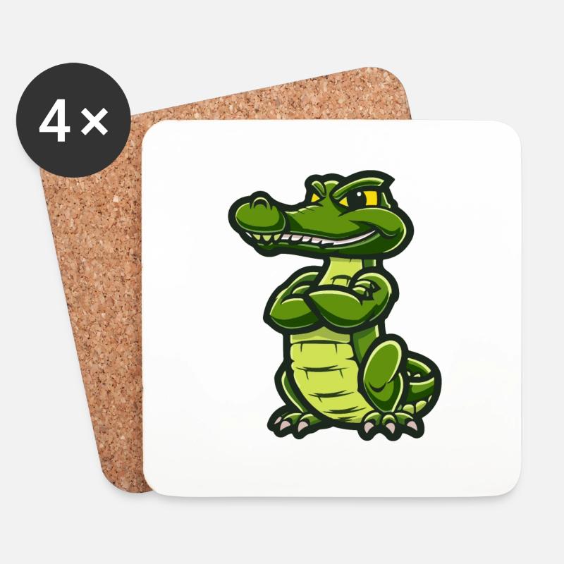 Alligator Comic - Untersetzer (4er-Set) - Weiß