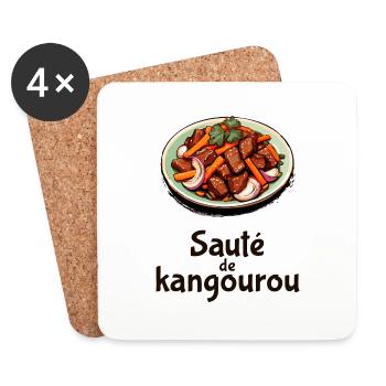 Kangaroo Stir-Fry - Dark Text - Coasters (set of 4) - white - Front