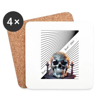 Hand Made Skull Ahead - Coasters (set of 4) - white - Front