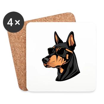 Dobermann Hund Tier - Untersetzer (4er-Set) - Weiß - Vorne