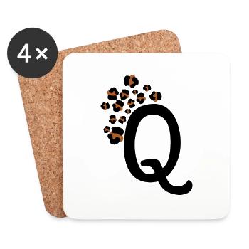 Lettre q motifs léopard - Dessous de verre (lot de 4) - blanc - Devant
