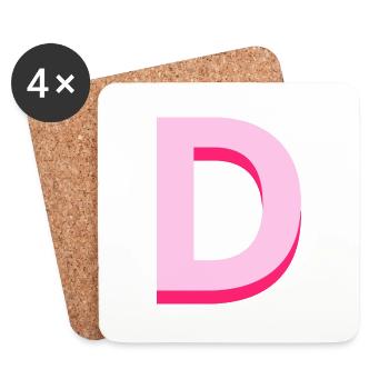 Pop- und moderner rosafarbener Buchstabe d - Untersetzer (4er-Set) - Weiß - Vorne