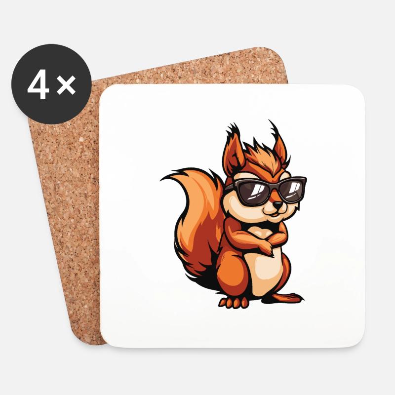Eichhörnchen Tier - Untersetzer (4er-Set) - Weiß