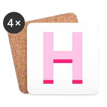 Pop und moderner rosa Buchstabe h - Untersetzer (4er-Set) - Weiß - Vorne