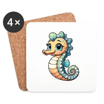 Girl seahorse - Coasters (set of 4) - white - Front