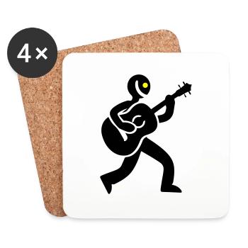 Musicien Guitariste - Dessous de verre (lot de 4) - blanc - Devant