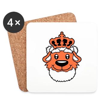 Chien Couronne Roi Prince Lord Souverain Majesté - Dessous de verre (lot de 4) - blanc - Devant