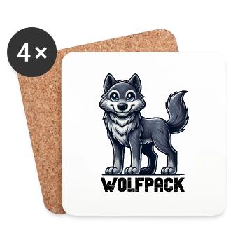 wolf comic - Untersetzer (4er-Set) - Weiß - Vorne