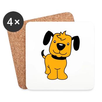 chien se tient mignon petit chiot heureux animal de compagnie - Dessous de verre (lot de 4) - blanc - Devant