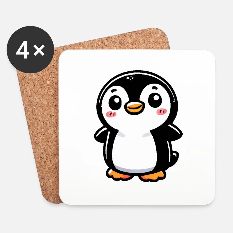 pinguin comic - Untersetzer (4er-Set) - Weiß