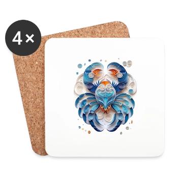 Signe du zodiaque Cancer - Dessous de verre (lot de 4) - blanc - Devant