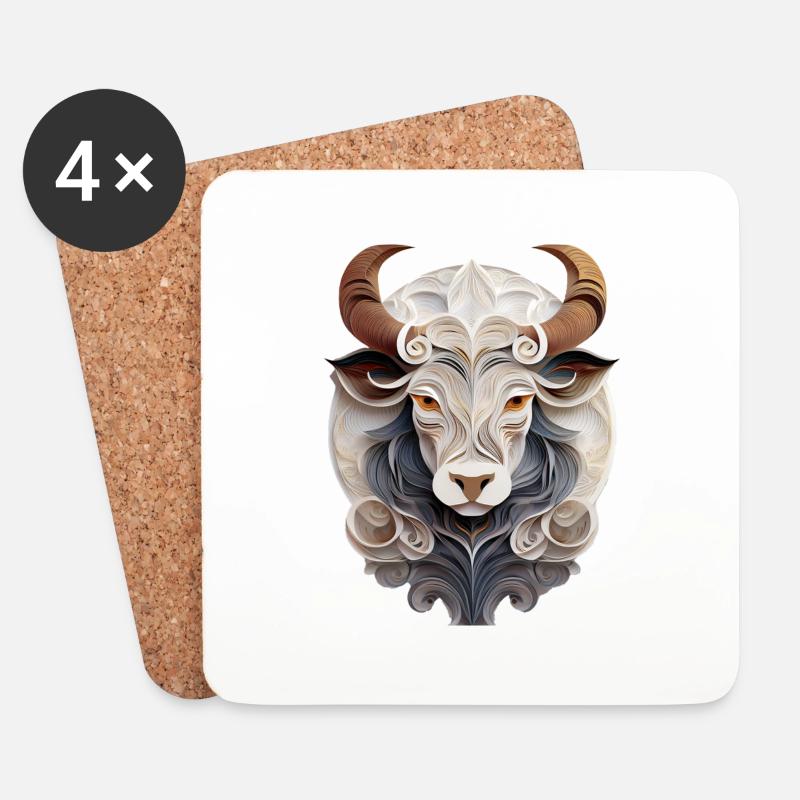 Sternzeichen Stier - Untersetzer (4er-Set) - Weiß
