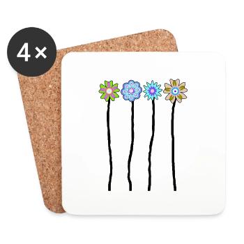 69 Flower Power 70s T Shirts Limited Edition - Coasters (set of 4) - white - Front