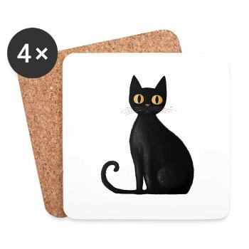 Feed Me Human, Chemise d’amoureux des chats, Sacs, Chemise, Débardeur - Dessous de verre (lot de 4) - blanc - Devant