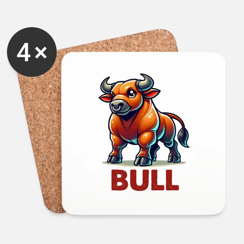 stier comic - Untersetzer (4er-Set) - Weiß